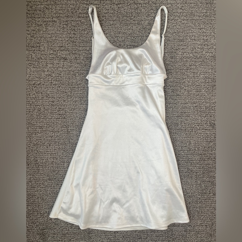 White satin mini dress